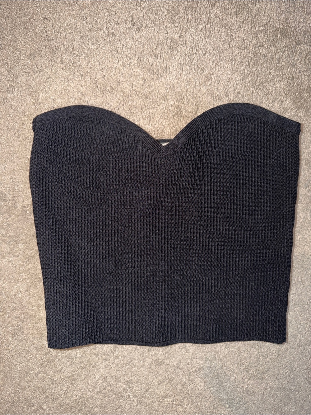 Babaton by Aritzia Strapless Knit Tube Top - Black, sweetheart neckline, size S